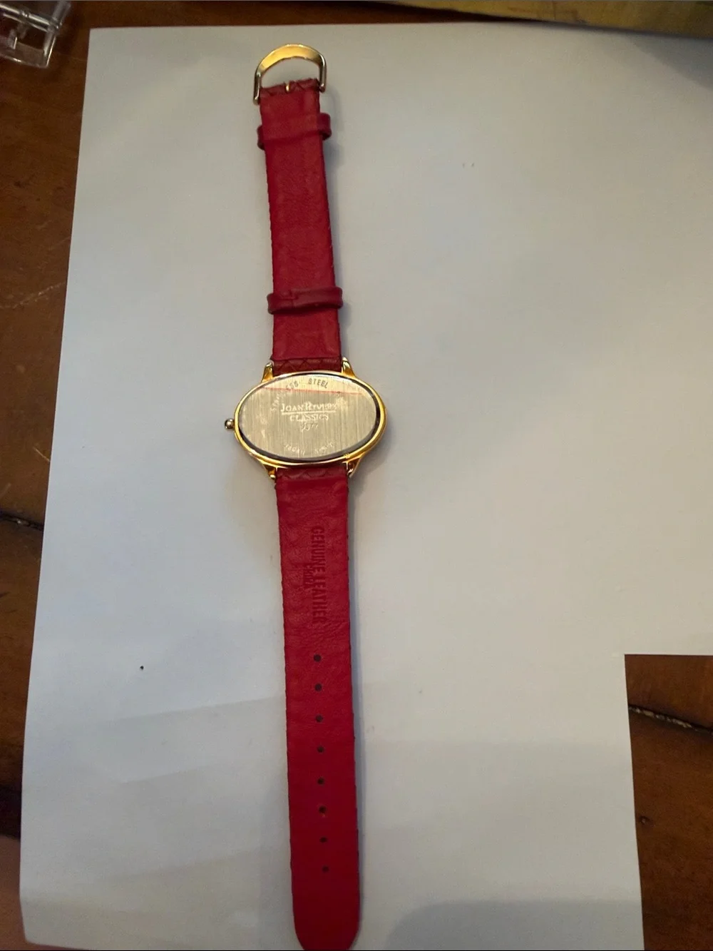 Joan Rivers Red Braided Leather Strap Watch with Gold-Tone Case